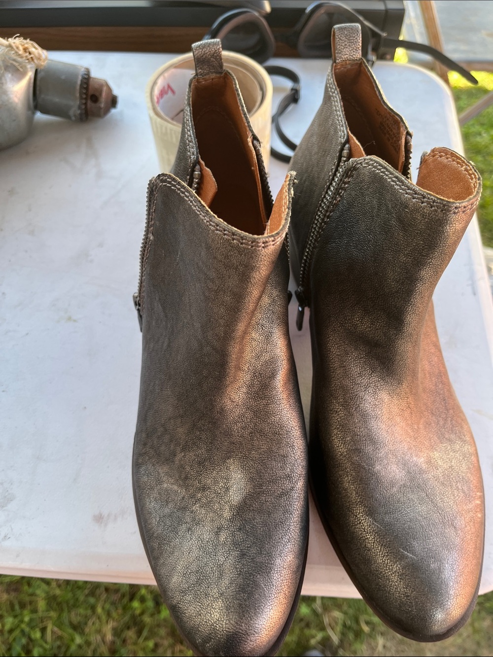 Lucky Brand Metallic Bronze Ankle Boots
